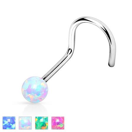 1 St. Skruvbar Näspiercing I 316l Stål Med 2 Mm Rund Opal(4 Val) 4 Rosa