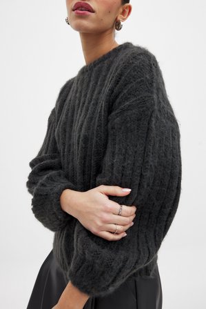NA-KD Knitted Oversized Sweater - Oversize trøjer - Grå - S (EU 34-36)