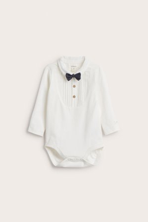 Newbie | Pitkähihainen body rusetilla | Luonnonvalkoinen