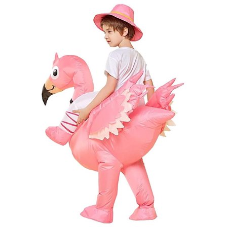 Oppustelig Flamingo Kostume - Ridende Flamingo Oppustelig Sjov Udklædning Kostume Festkostume