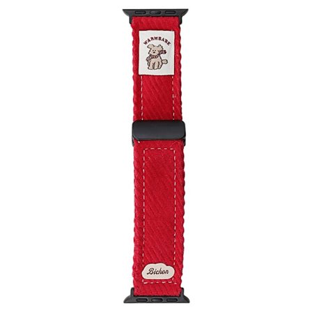 Corduroy Watch Band Apple Watch Series 10 46mm magneettikiinnitteinen rannerengas - Punainen