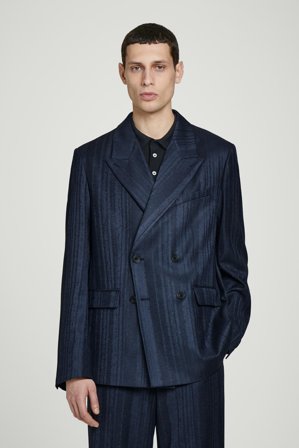 COS Men's Double-Breasted Jacquard Blazer in Navy