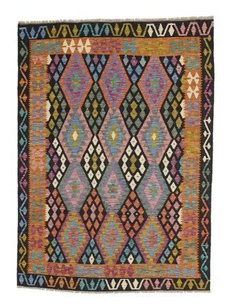 Hand Woven Kilim Afghan Old Style Rug 180X241 Brown/Black