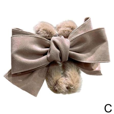 Söta Sweet Bow-knot Hårklämmor Plysch Hårnål Temperament Hair Ac