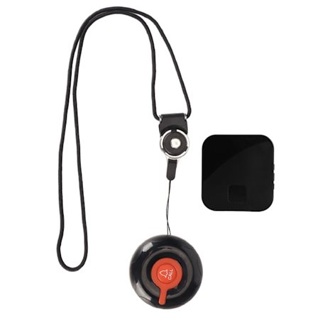 Smart Call System 1 Sändare 1 Mottagare Trådlös Vårdgivare Sökare SOS Samtalsknapp med LED-ljuspåminnelse 100‐240V EU-kontakt