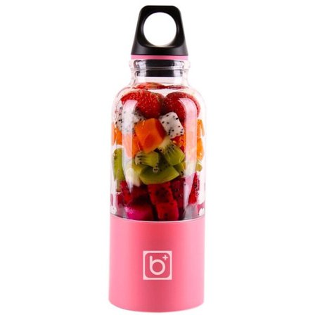 Frugtmixer, 500 ml USB-opladelig juicepresser, personlig bærbar minimixer, bærbar mixer til frugt- og grøntsagsjuice, automatisk værktøj (pink)