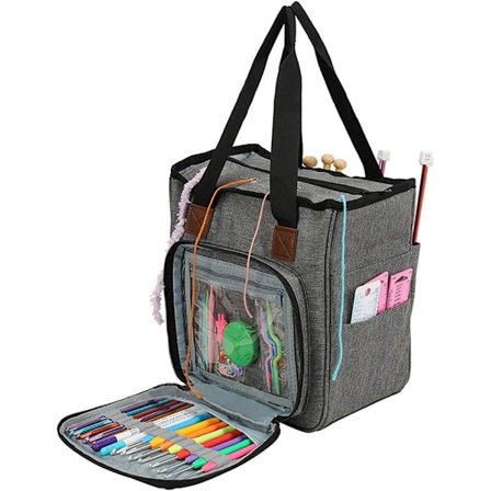 Förvaringsväska i ull för stickning/virkning och tillbehör, skyddar och förvarar ditt garn (inga tillbehör ingår)