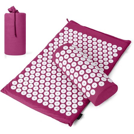 Akupressurmatta Kit med Kudde och Väska, Shiatsu Kudde, Massage för Rygg Nacksmärta Lättnad