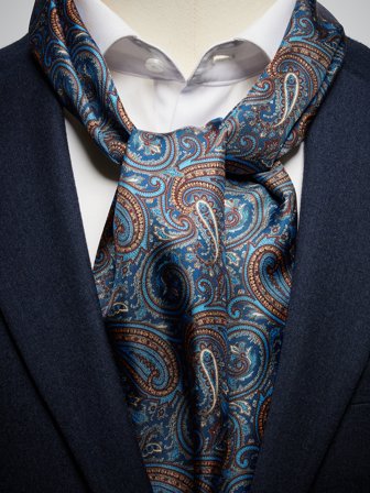 John Henric Men's Blue Silk Scarf Paisley Size Onesize