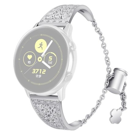 22mm Universal klockarmband med blommig bling bling strass - Silver