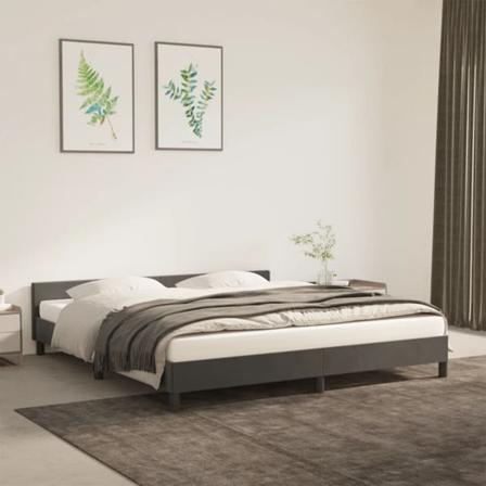 vidaXL Sängram med huvudgavel mörkgrå 180x200 cm sammet Grå