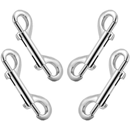 Husdjurskoppelkrok Nickelpläterad Ändbultsnäppningar, 3,5", 4-pack