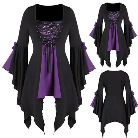 Viking pirat cosplay kostumer Halloween hekse kostume middelalder steampunk dame off shoulder t-shirt bandage vest XXXXL