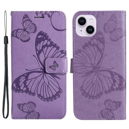 SKALO iPhone 15 Plus Mandala Butterfly lompakkokotelo - Violetti Purple