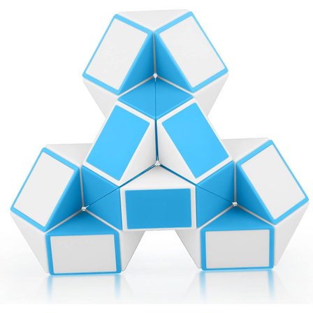 Magisk slange, magisk slange 24 segmenter hvit blå vri puslespill leker 3D magisk slange puslespill kube pedagogiske leker for barn og voksne