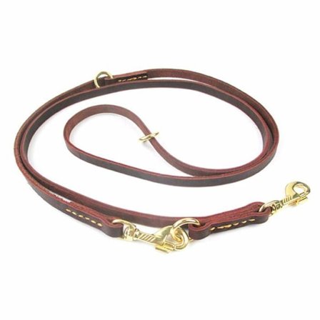 Duokon - oy8mb7tp2e - Läderhalsband för hund med bekväm vadderad handtag för två hundar Brun 230 x 1,2 cm