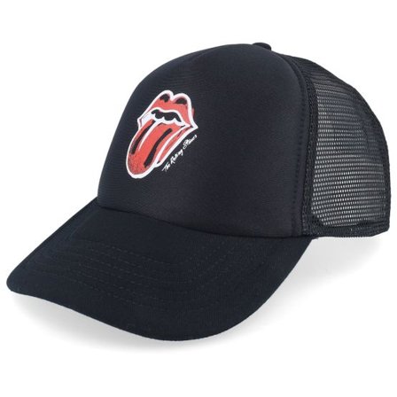The Rolling Stones - Svart trucker Keps - Red Painted Tounge Black Foam Trucker @ Hatstore