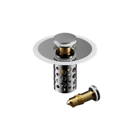 Tvättställ Pop-Up Avloppssil, Universal Handfat Avloppsplugg med Filterkorg, Rostfritt Stål och Mässing Konstruktion