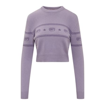 Chiara Ferragni Collection Round-neck Strik Lilla, Dame Striktrøjer