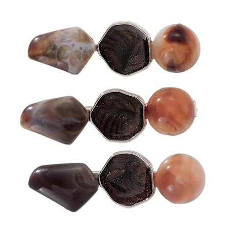 Pakke med 3 gammeldags hårspænder Kunstig sten Flad pandehår Pin Spring Side Pin