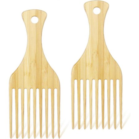 2 stk. Afro Kam, Naturlig Trekam Styling & Flokefritt Kam Tre Hårkam for Kvinner Jenter Krøllete Bølgete Tykt Rett Hår