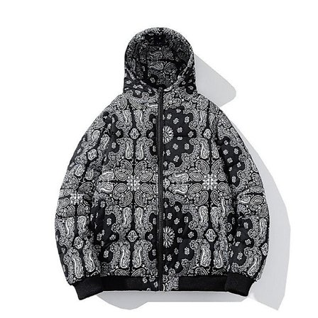 Luksuriøs Herre Kapital West Coast Crips Cashew Flower Svarte Røde Jakker & Kåper / Dunjakker Bomull Varm Vinter