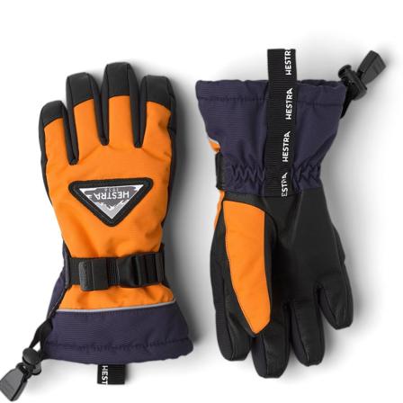 Hestra Junior's Skare CZone - 5 Finger Children ski gloves Orange 7