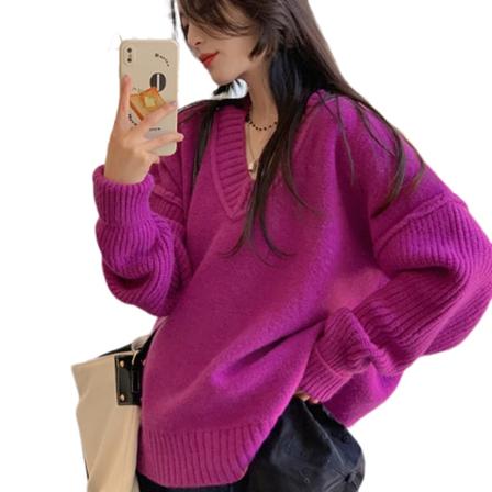 Naisten V-aukkoiset villapaidat Ylisuuret pitkähihaiset Ribbikuvioiset löysät neulotut löysät puserot