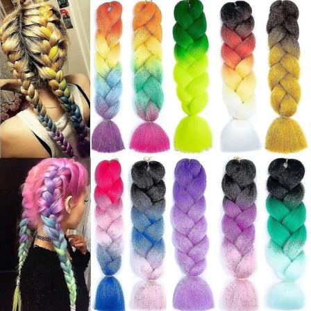 Korkealaatuiset Jumbo-punontamishiukset 24" Afro Box Braids Ombre Rainbow"