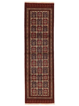 Orientalischer Turkaman Teppich 86X287 Läufer Schwarz/Braun Wolle, Persien/Iran