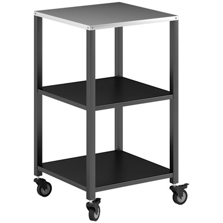 Udendørs grillvogn, 3-lags rustfrit stål, mobil 50x50x90 cm