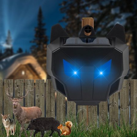 1 set solcellsdriven nattlig djurrepeller hjortrepeller med stroboskop LED-ljus skunk coyote räv fågelgård blå LED-ljus