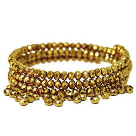Fasetterade 3x4mm Glasrondeller, Metallic Antik Guld, Ca 125st