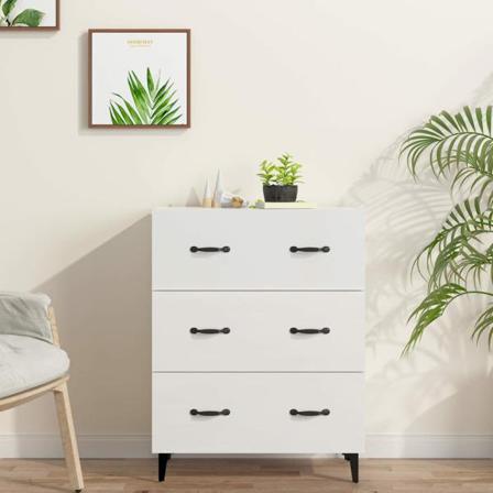 Vidaxl Skänk Vit Högglans 69,5x34x90 Cm Konstruerat Trä Vit