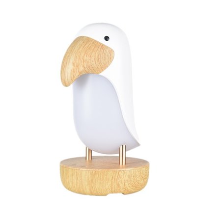 Valkoinen LED-yövalo Toucan-hoitovalo Bluetooth-toiminnolla