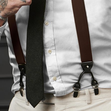 Brede Donkerbruine Clipbretels voor mannen - Bretels met clips