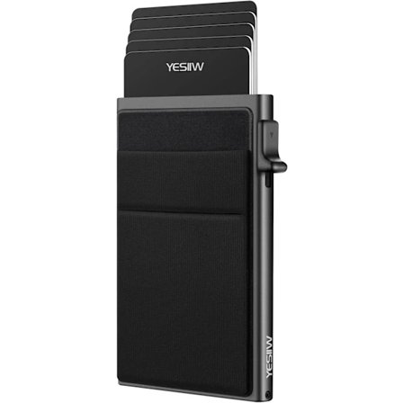 Slank pung til mænd - Pop-up kortholder RFID-blokerende Minimalistisk firmakreditkortpung med lomme til sedler og mønter