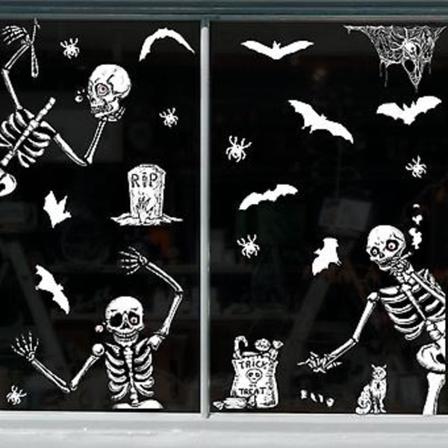 30*60cm 3 Halloween Dekorative Vægstickers Kranium Flagermus Edderkop Stue Baggrundsvæg Kreative Vægstickers