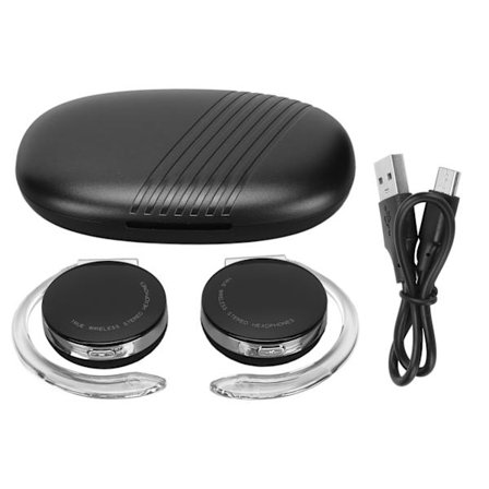 Bluetooth 5.2-øretelefoner Stereo IPX5 Vandtæt Deep Bass 50H Afspilning Glødende Trådløse Øretelefoner med Mikrofon Opladningsrum Sort