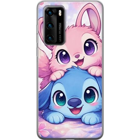 Kompatibel Mobilcover til Huawei Huawei P40 Sød kawaii illustration med pink og blå fantasidyr, store øjne og bløde farver perfekt til børnevære