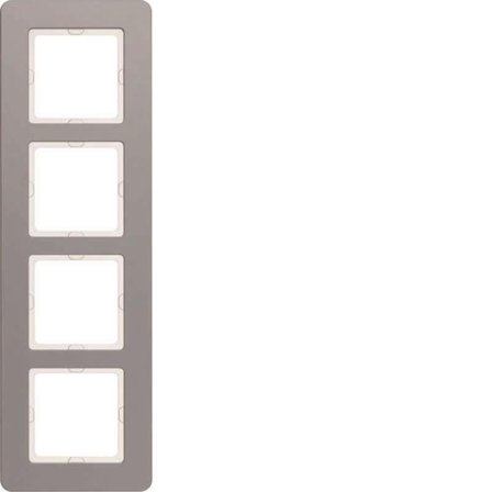 Hager 10146074 Dekkramme for Berker Q.7, aluminium 4 rom, Strømbrytere & vegguttak