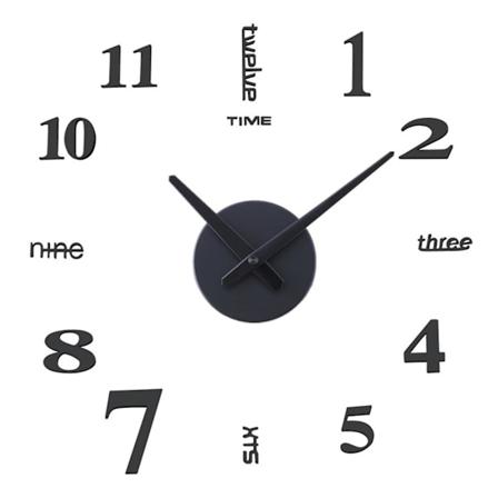Kule DIY Veggdekorativ Klokka Enkel Installasjon Fjernbar Veggklokke for Stue (FMY) Black 70cm
