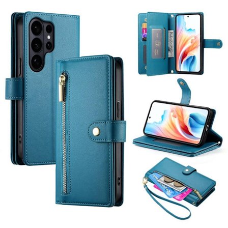 Samsung Galaxy S26 Ultra Wallet Cover with Detachable Straps - Blue