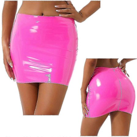 Dame Latex Patent Læder Miniskørt Ensfarvet Elastisk Taljebånd Blank Pencil Skirt Natklub Fest Musik Festival Kostume Pink A