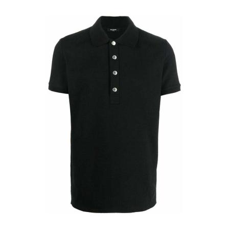 Balmain Monogram Pique Polo , Zwart , Heren , Maat: M