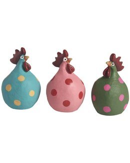 Pynt Høns Poppy 3-pak Multi