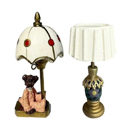 Dukkehusbelysning Miniatyr Bordlampe for Dekor 2 stk. Liten Bordlampe[D]