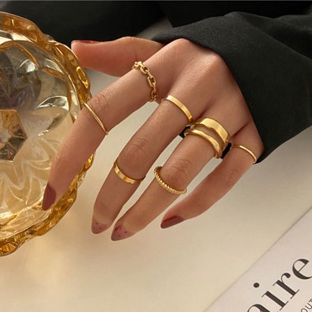 8 st Bohemian Creative Retro Simple Cross Twist Ring Set Jewelr