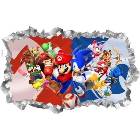 Sonic vægklistermærke, børns tegneserie soveværelse baggrund vægdekoration selvklæbende vægklistermærke, pindsvin videospil klistermærke 