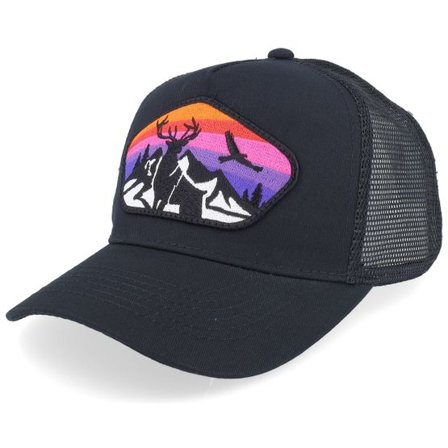 Kiddo Cap - Svart trucker Keps - Kids Colorful Deer Big Patch Black Trucker @ Hatstore